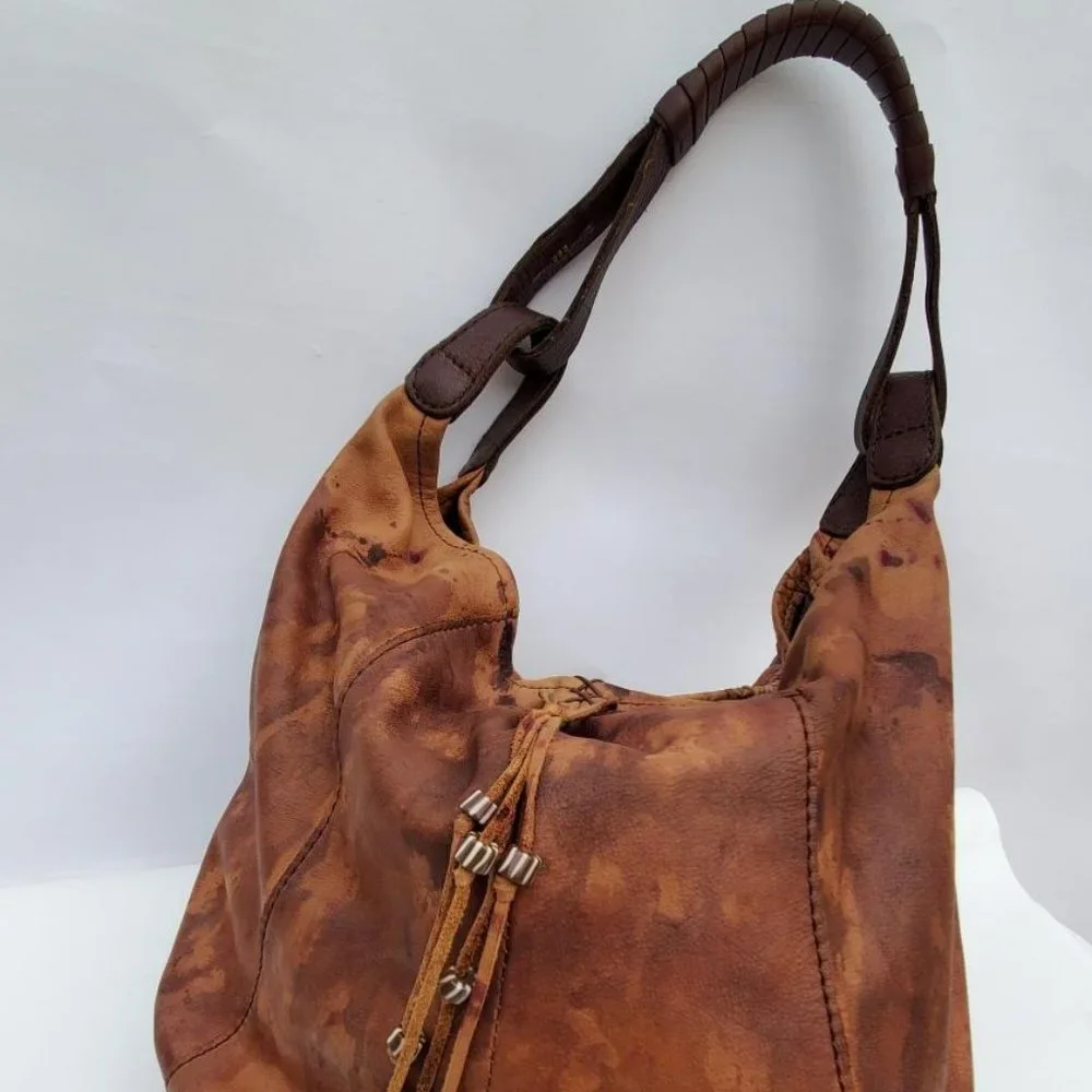 Brown tan black leather lucky hobo boho cowgirl western rodeo equestrian hippie